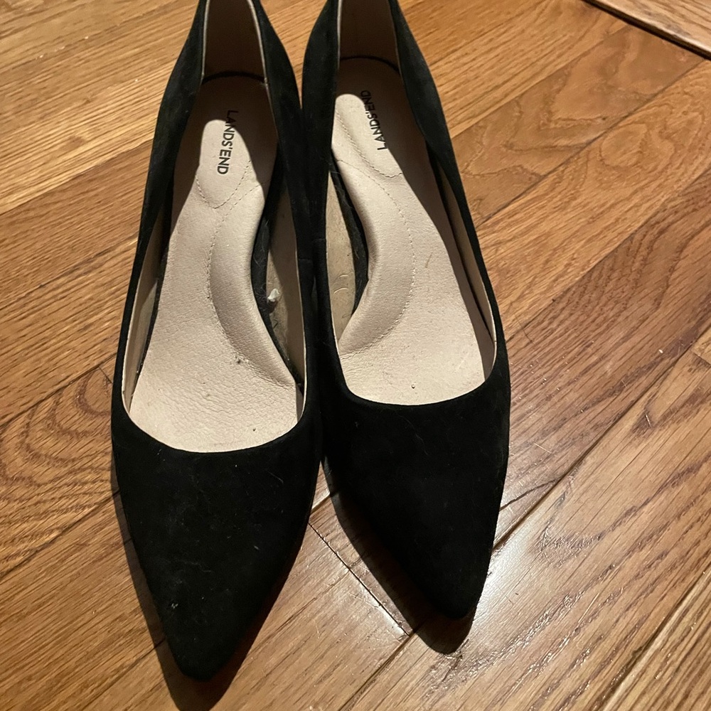 LandsEnd Black Suede style Pumps-US6, UK4, EU36